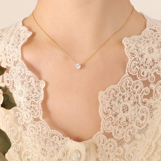 Summer Zircon Inlaid Solitaire Couple Niche Necklaces