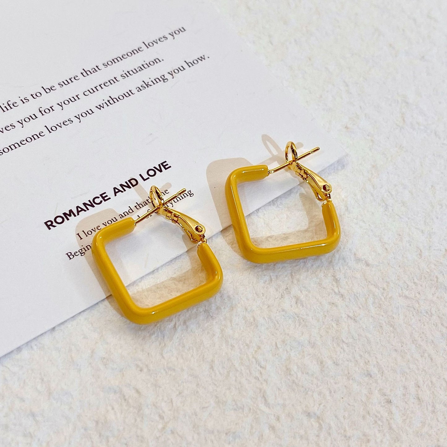 Plated Real Gold Ginger Flower Enamel Drip Glazed Female Sweet Earrings