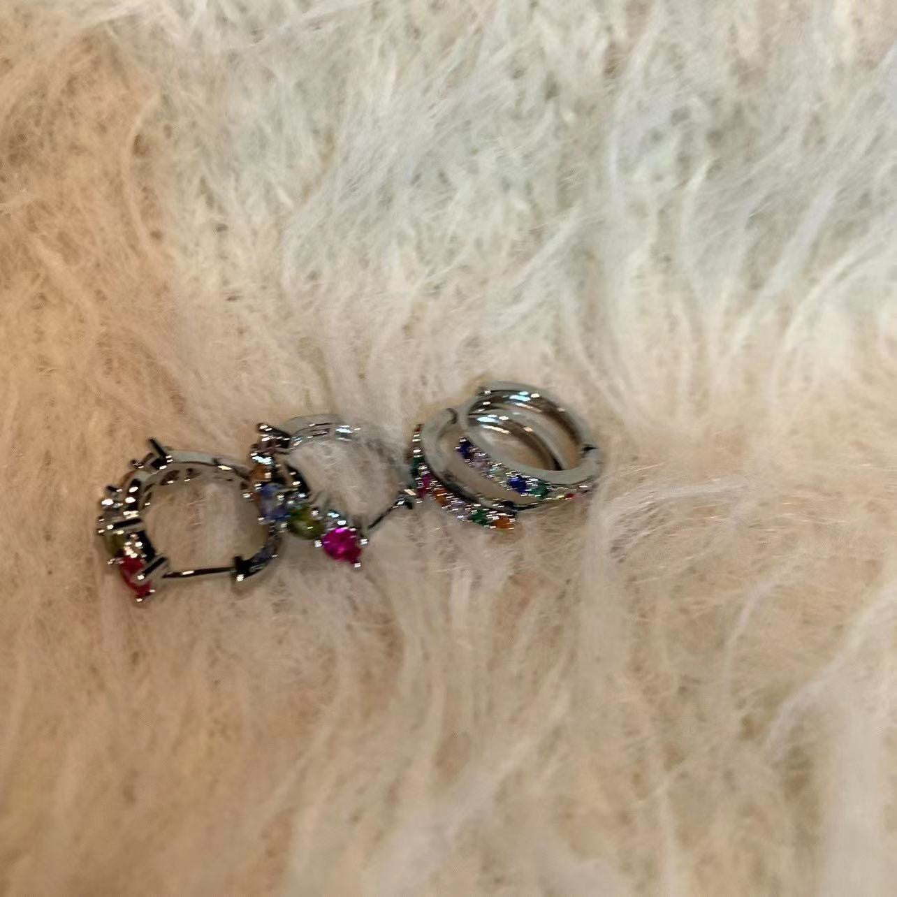 Women's Zircon Trendy Niche Design Exquisite Rainbow Bridge Clip Unique Earrings