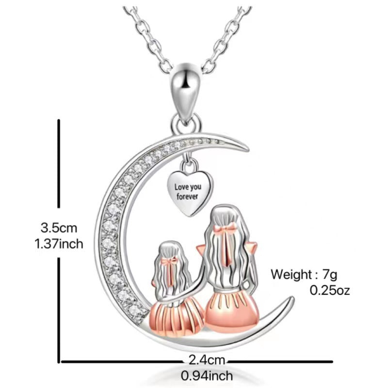 Women's Brocade Elegant Crescent Moon Personality Simple Mother's Necklaces