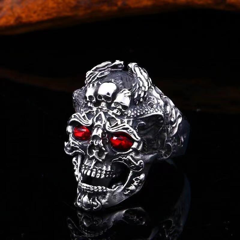 Men's Thai Sier Exaggerated Domineering Skull Opening Rings