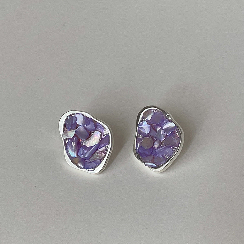 Broken Shell Irregular Ear Female Mild Luxury Retro Earrings