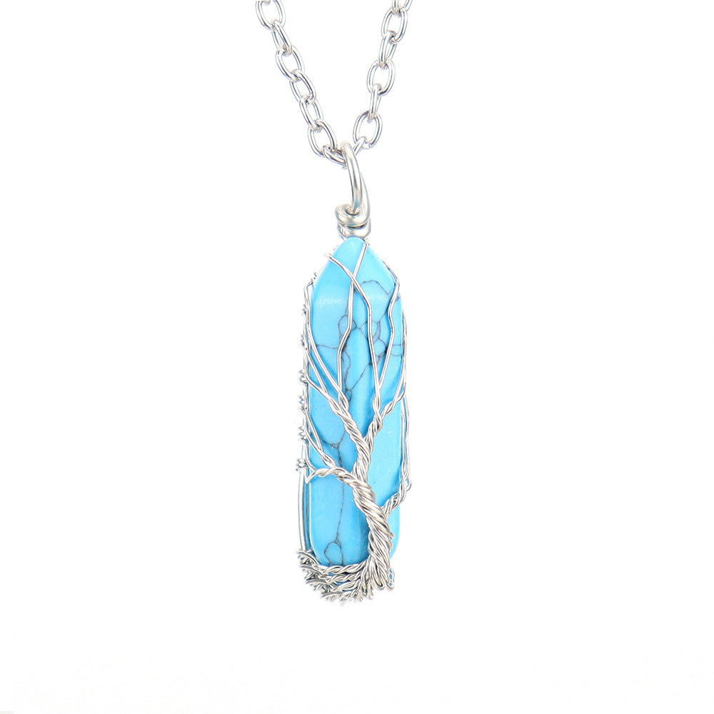 Live Broadcast Natural Hexagon Prism Winding Lucky Tree Crystal Necklaces