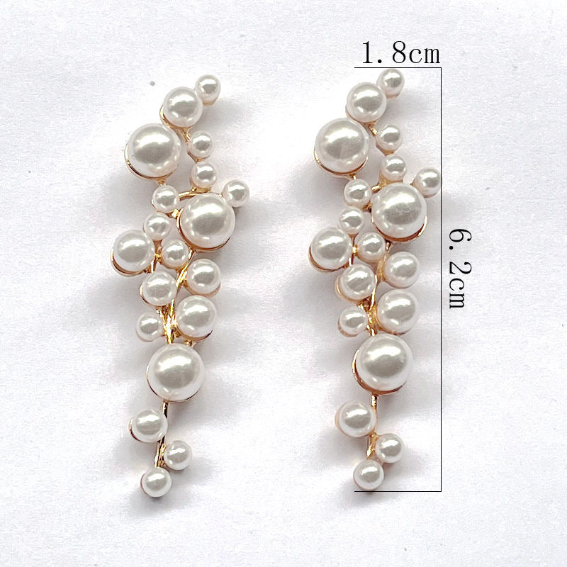 Artificial Pearl Alloy Geometric Rhinestone Personality Earrings