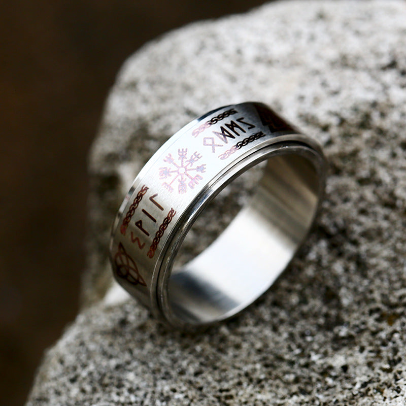Men's Retro Stainless Steel Rotatable Fashion Simple Ring