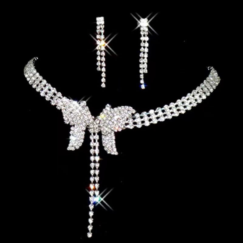 Claw Chain Rhinestone Bridal Eardrop Banquet Necklaces