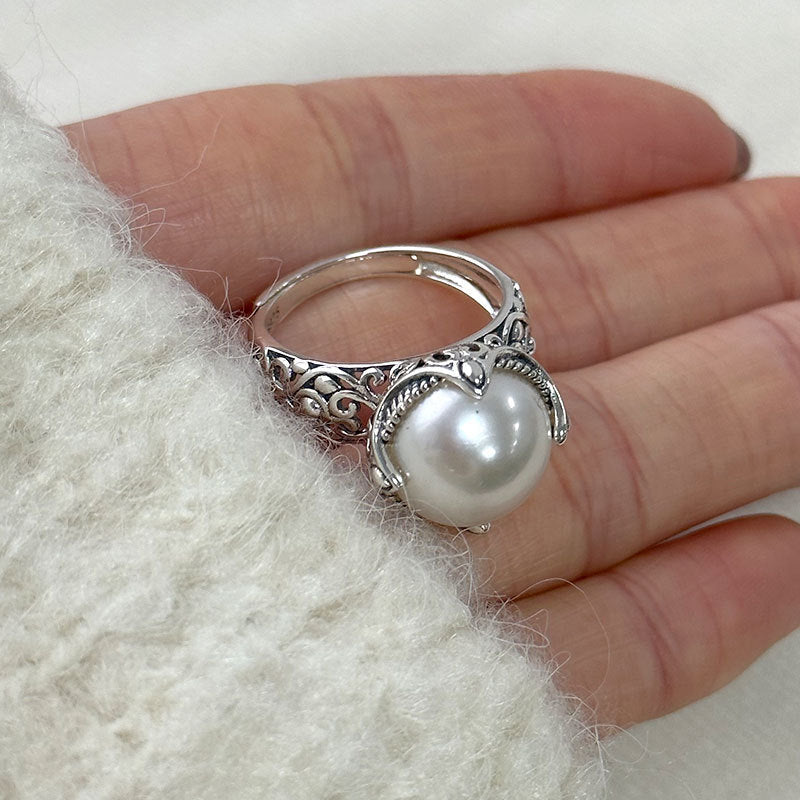 Imitation Pearl Female Special Interest Light Luxury Switchable Index Finger Ring