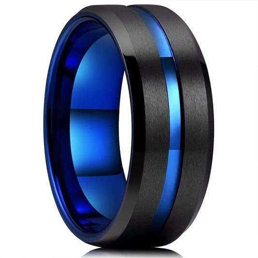 Sell Fashion Creative Inner Blue Black Surface Electroplated Ring