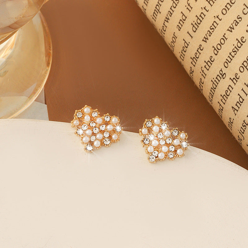 Simple Retro Sier Needle Pearl High Sense Ear Earrings