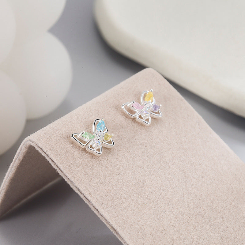 Ladies Colorful Crystals Butterfly Small Sweet Girly Summer Trendy Light Rings