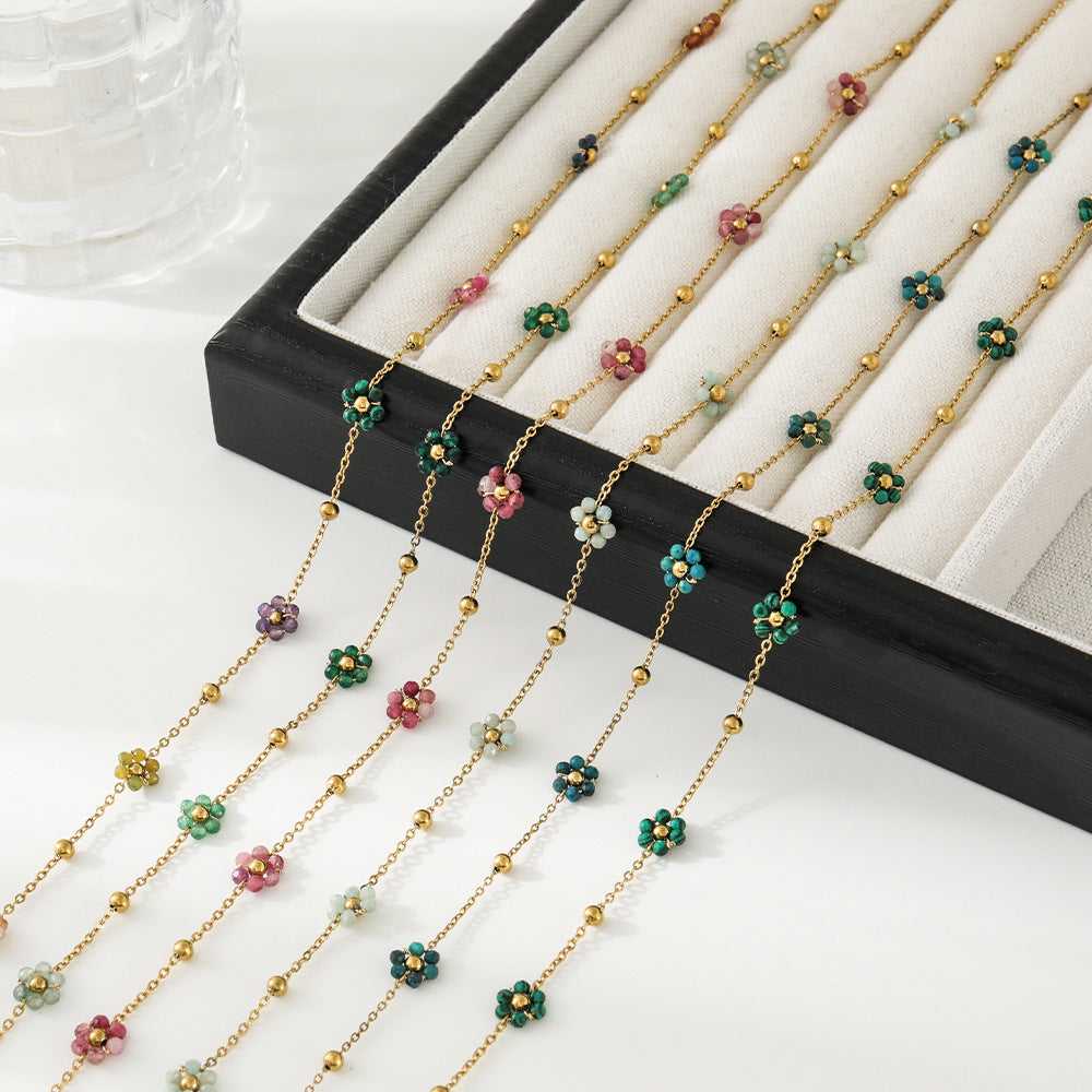 Fresh Flower Stainless Steel Niche Design Bohemian Necklaces