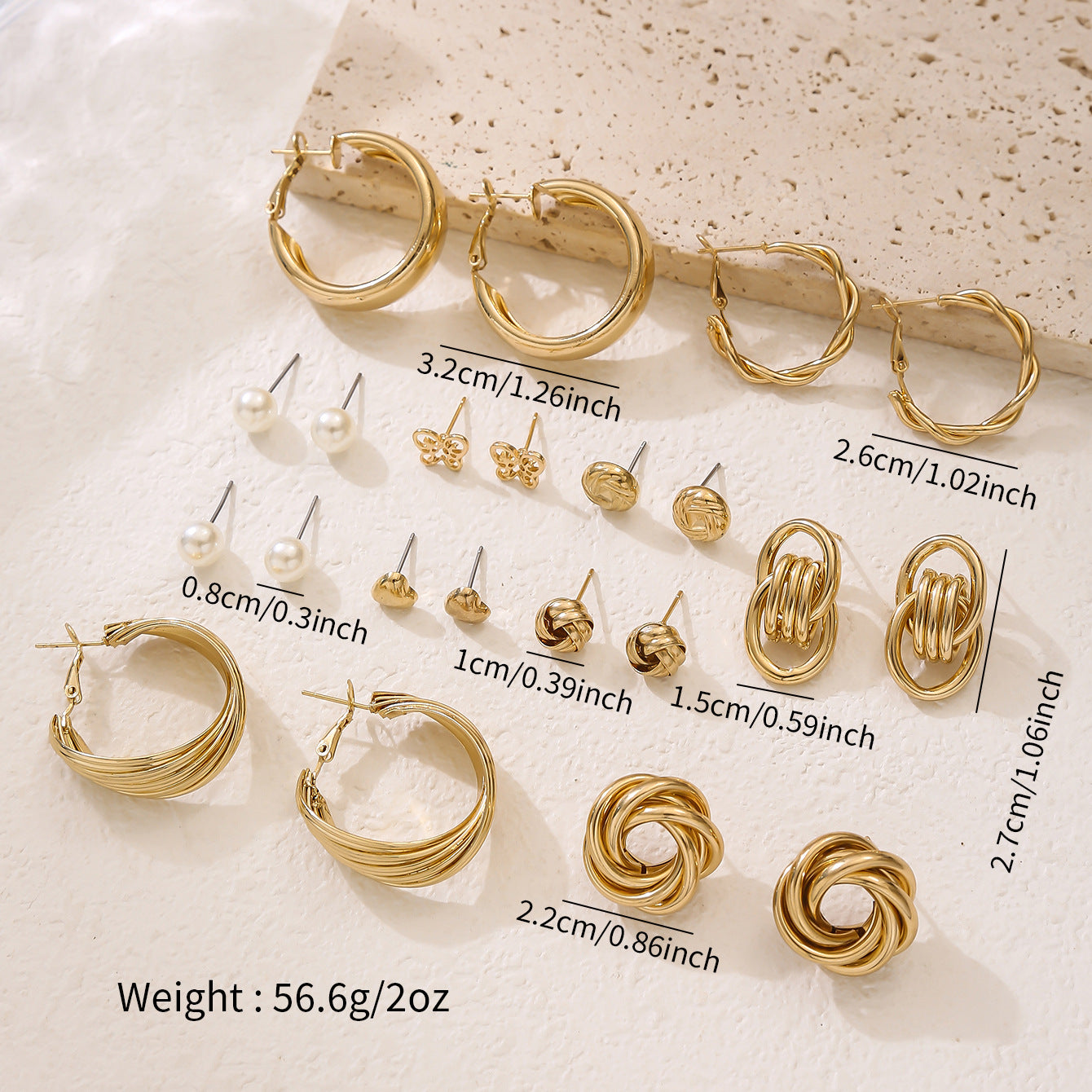 Metal Geometric Eardrop Pearl Female Alloy Round Earrings