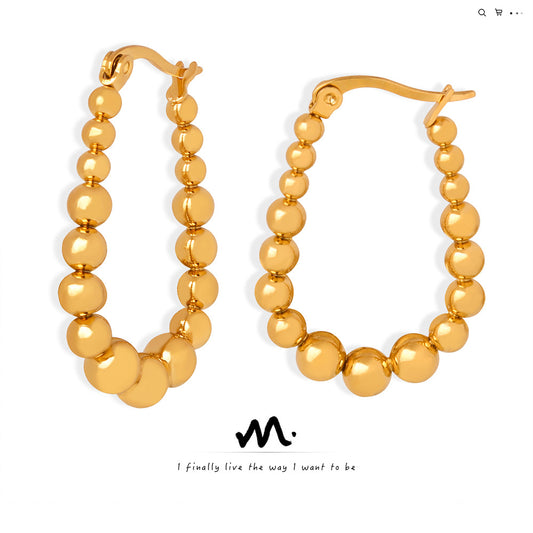Women's Creative High Sense Luxurious Personalized Temperament Titanium Steel Gold Bead Rings