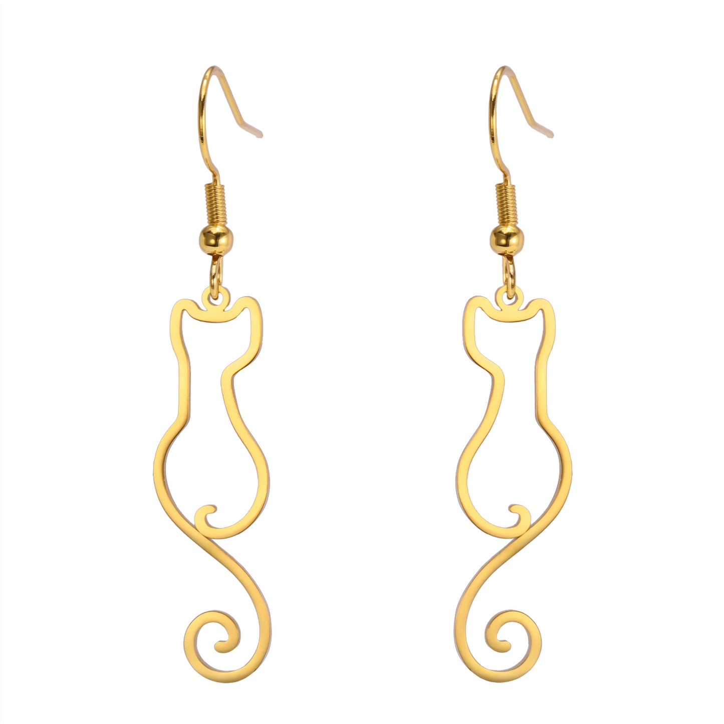 Women's Silhouette Drop Stainless Steel Cute Cat Hollow Earrings