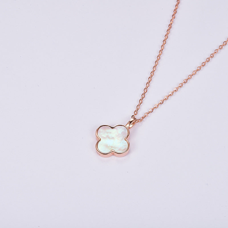 Women's Clover Sterling Sier Agate Rose Gold Gift For Girlfriend Necklace