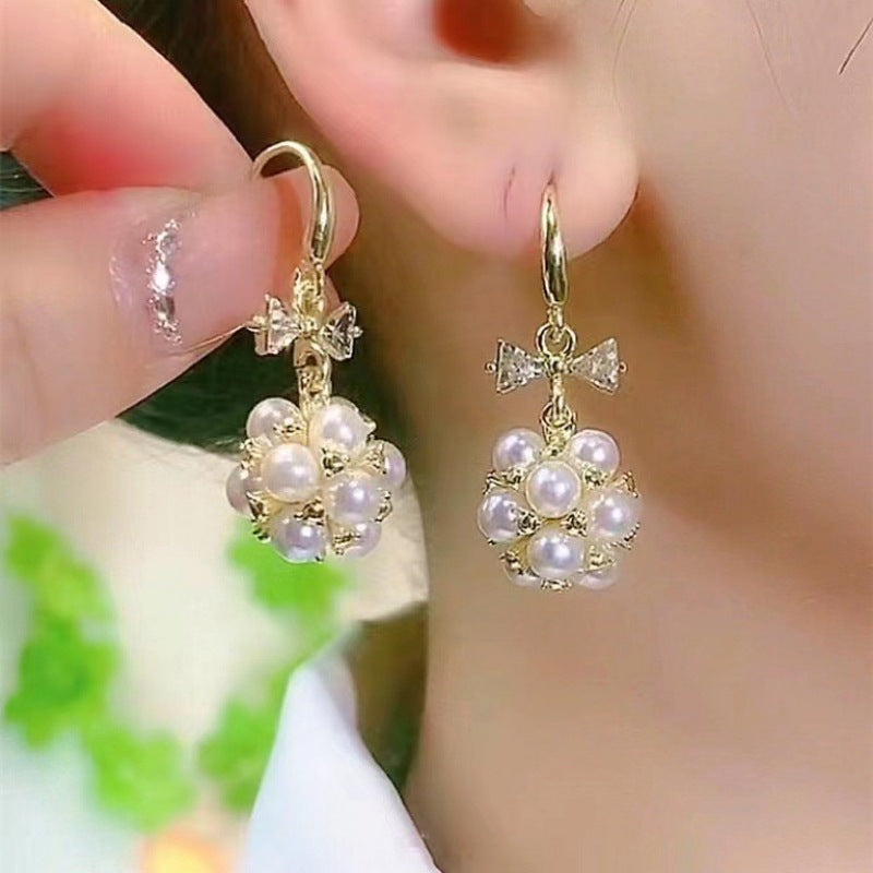 Elegance Pearl Zircon Female Personality High Sense Earrings