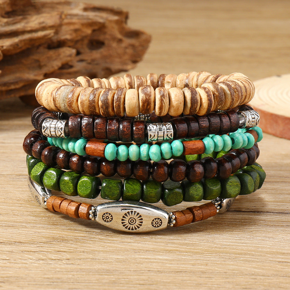 Coconut Shell Alloy Wooden Bead Filament Elegant Fashion Handmade Bracelets