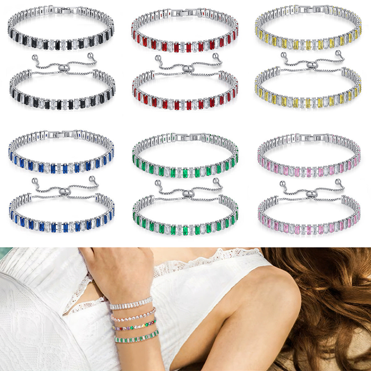 Pretty Female White Gold Plated Zircon Bracelets