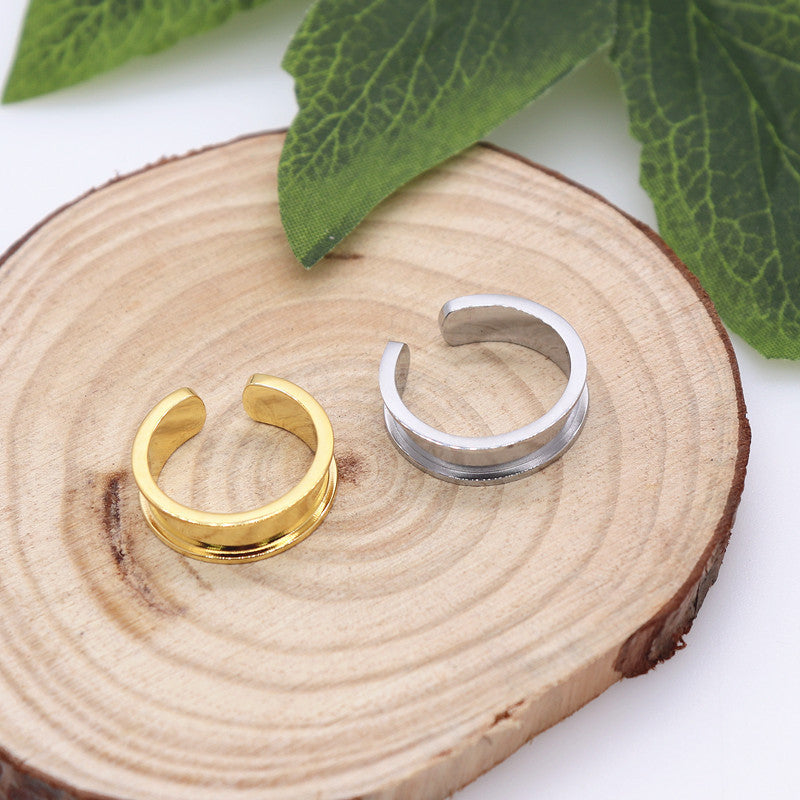 Stainless Steel Open Veneer Couple Gift Rings