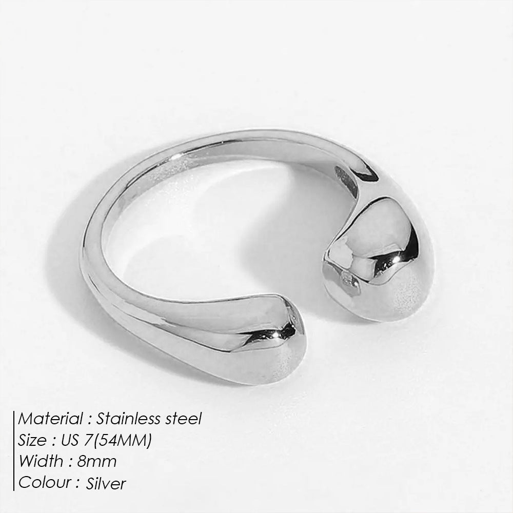 Women's Polish Electroplated Stainless Steel Short Stout Rings