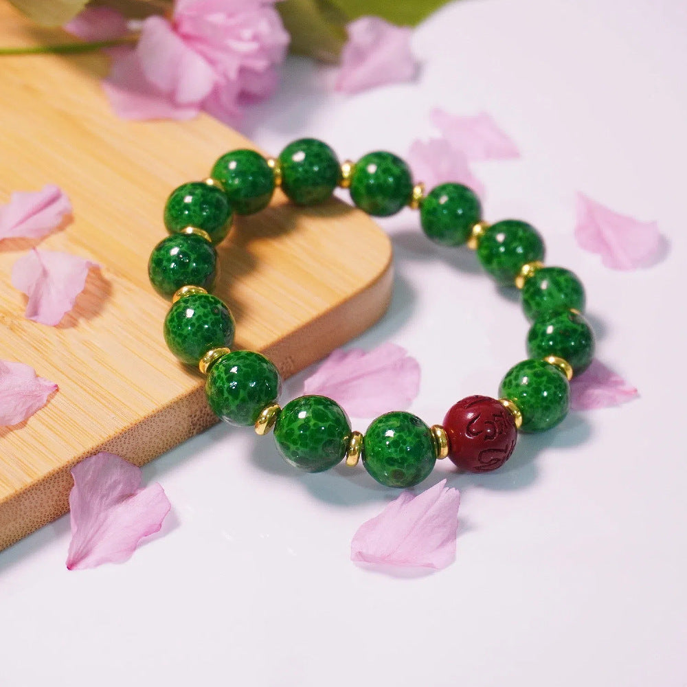 Frog Skin Beads Vintage Glass Couple Peach Bracelet