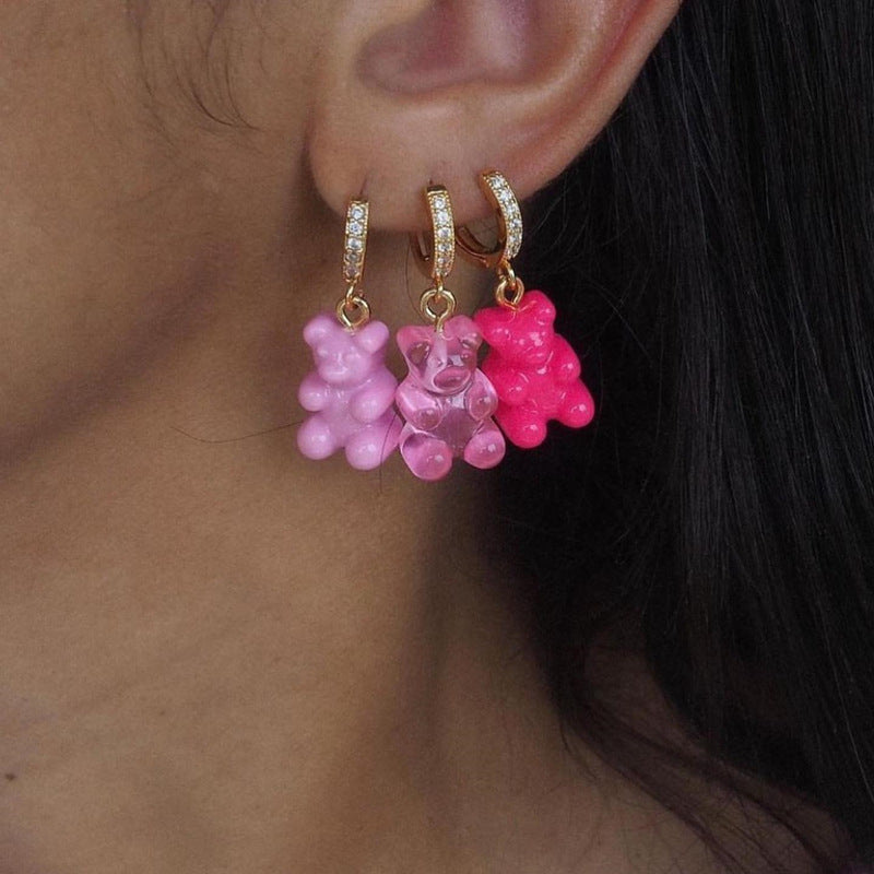 Women's Niche Bear Soft Candy Color Ear Rings