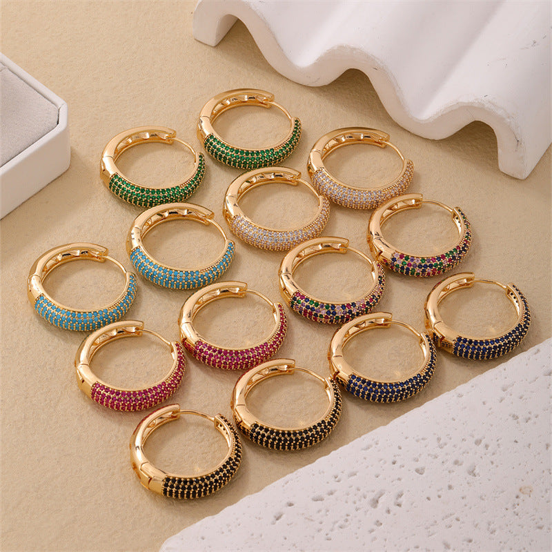 Round Micro Inlaid Zircon Clip Advanced Sense Earrings