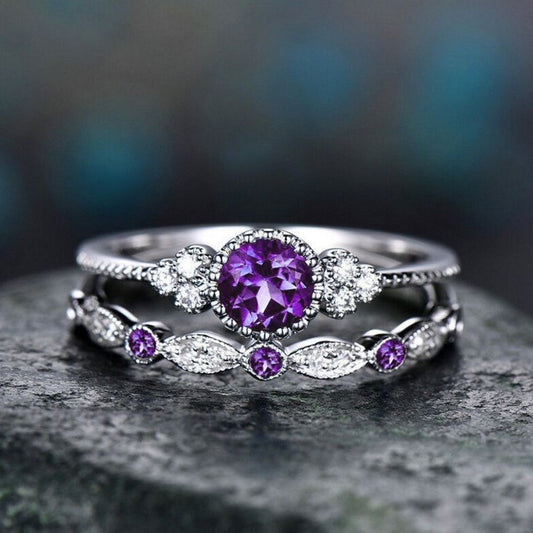 Classy Women's Fashion Zircon Two-piece Emerald Rings