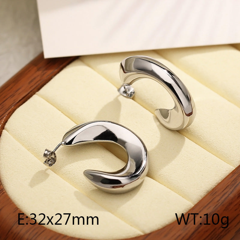 Shaped Glossy Stainless Steel Hollow Vacuum Electroplated Earrings