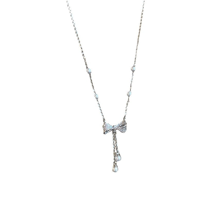Women's Style Sweet Pearl Bow Fashion Simple Niche Necklaces