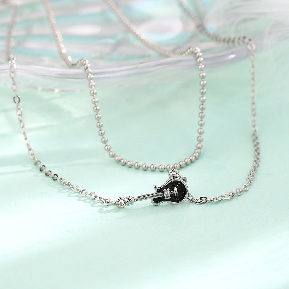Hot Twin White Guitar Clavicle Chain Necklaces