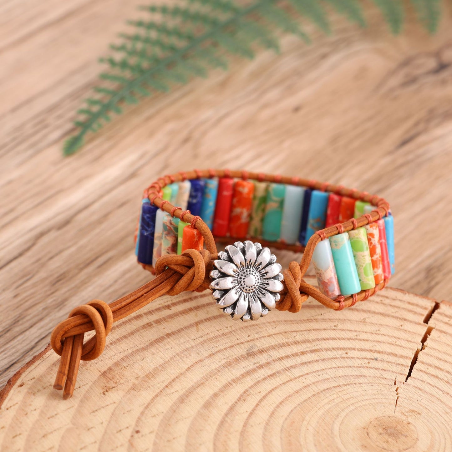 Natural Stone Imitated Handmade Woven Leather String Bohemian Bracelets