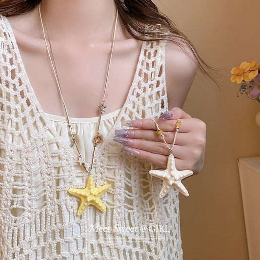 Women's Seaside Wear Accessory Island Vacation Style Sweater Necklaces