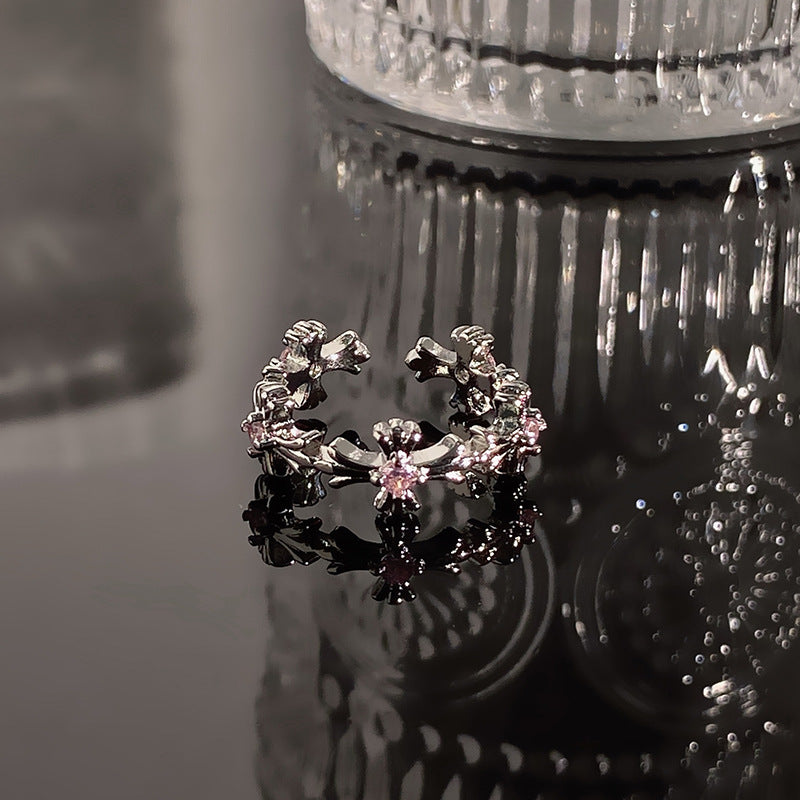 Light Luxury Butterfly High-grade Rhinestone Open Cold Rings