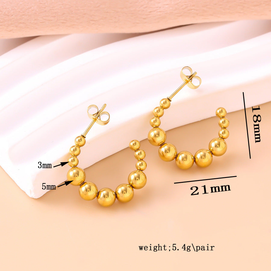 Personality Stitching Design Temperament Elegant Gold Titanium Steel Geometric Shape Stud Earrings