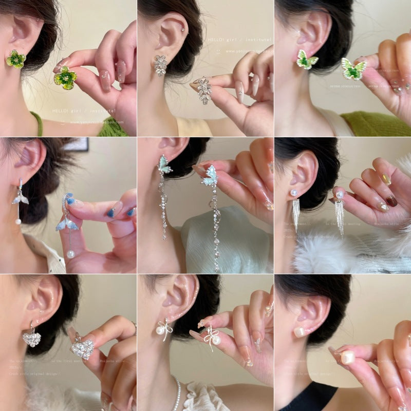Women's Sier Pin Elegant Slim Fit Tassel Earrings
