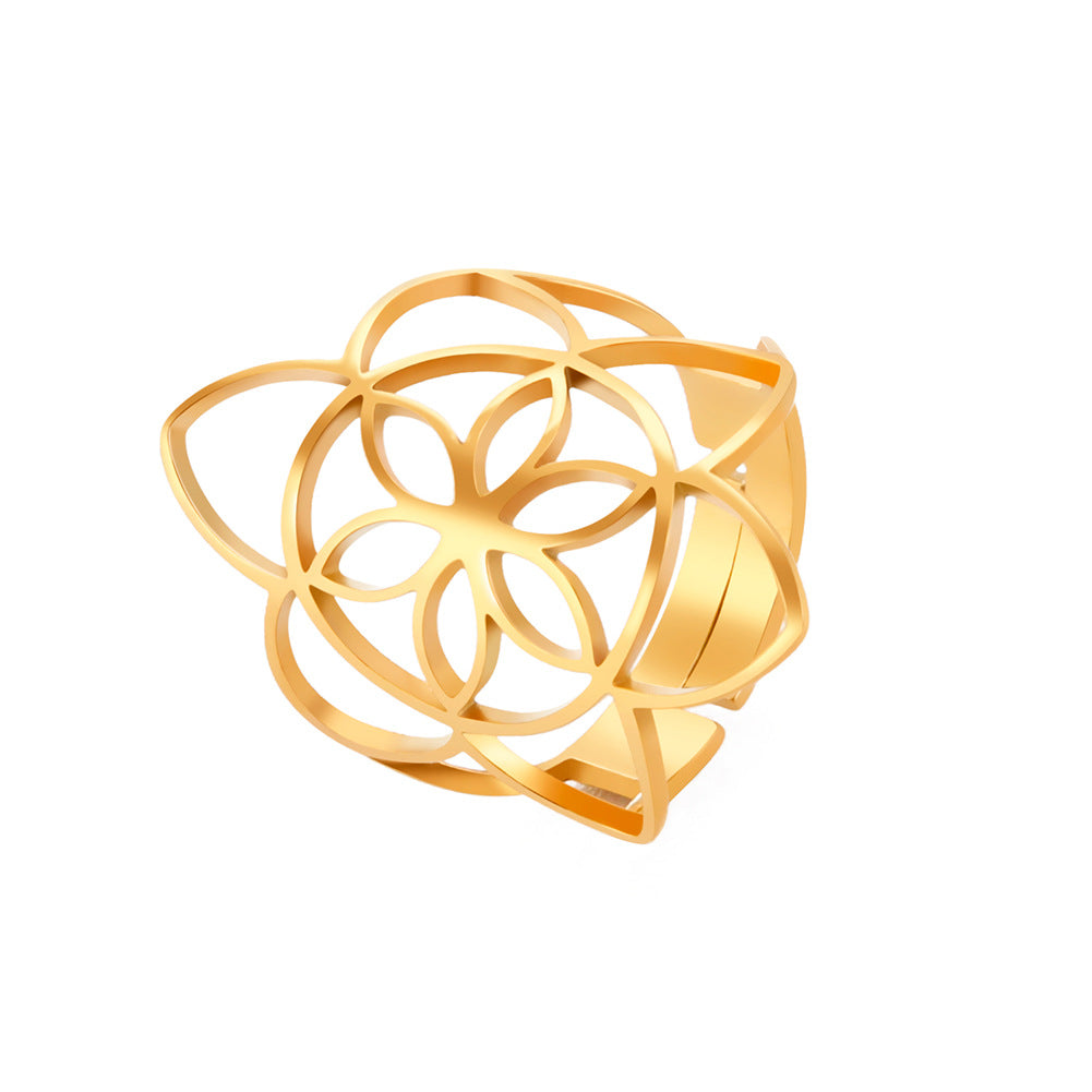 Women's Adjustable Stainless Steel Sacred Geometric For Charm Rings