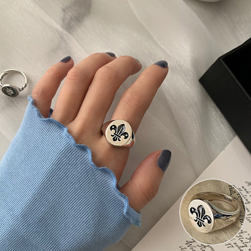 Women's Sier Simple Lines Bow Retro Fashion Rings