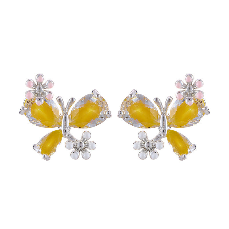 Women's Optional Zircon Small Flower Color Retention Electroplating Earrings