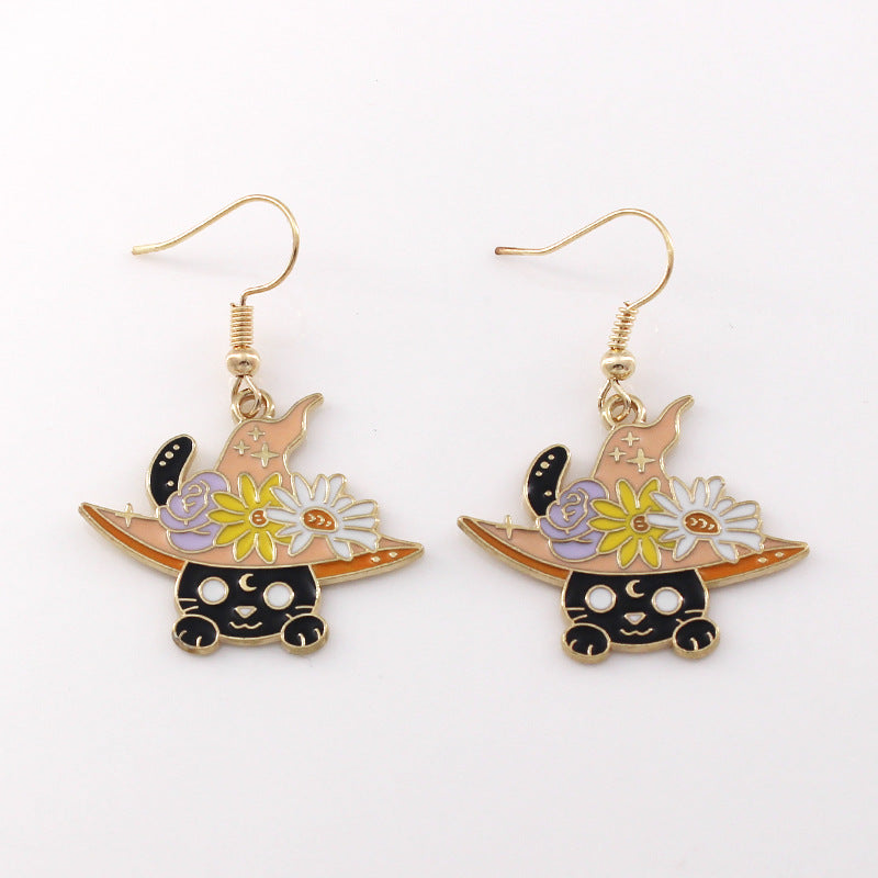 Series Horror Funny Alternative Black Cat Alloy Earrings