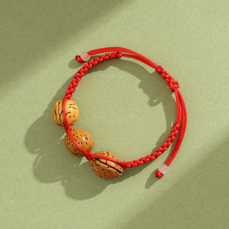 Red Rope Original Life Hand-woven Walnut Bracelets