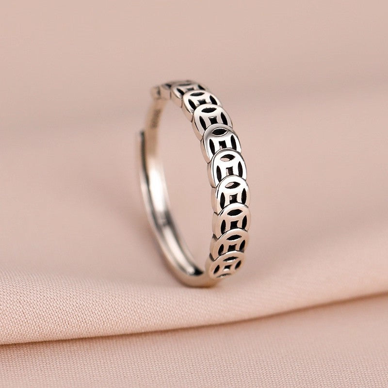 Retro Money Drawing Coin Personalized Design Simple Rings