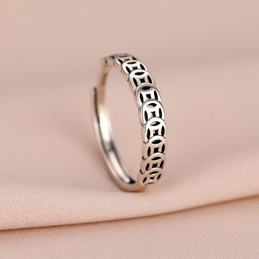 Retro Money Drawing Coin Personalized Design Simple Rings
