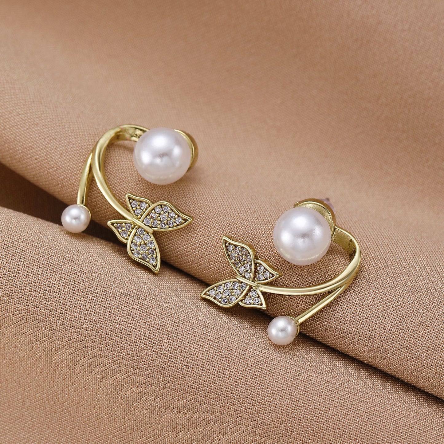 Women's Pearl For French Entry Lux Butterfly Earrings