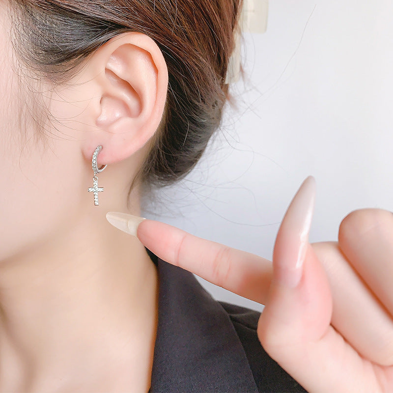 Sense Delicate Diamond Cross Clip Niche High-grade Light Rings