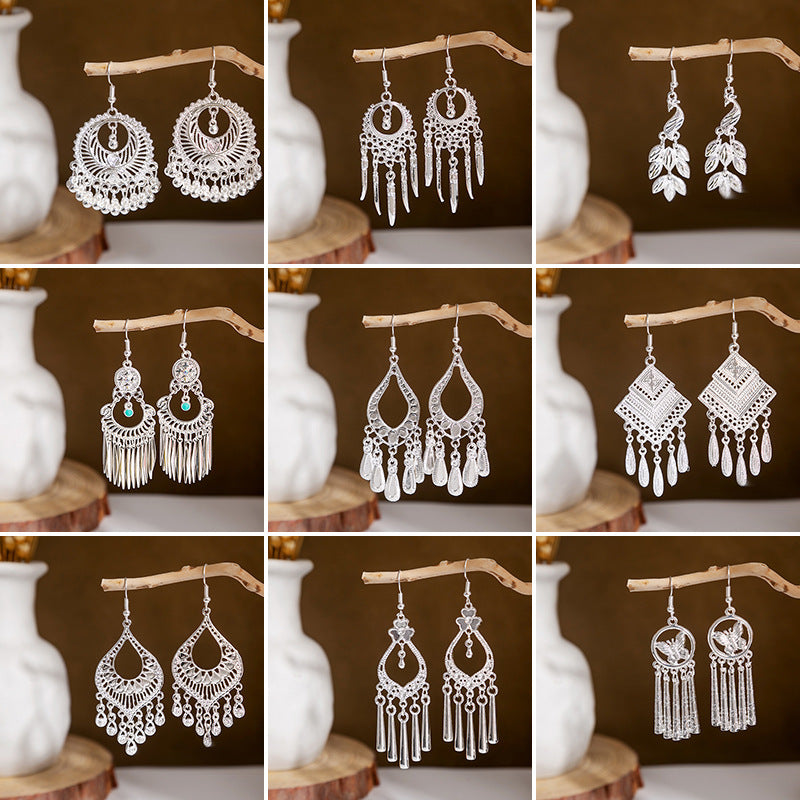 Miao Sier Personality Hollow Out Leaf-shaped Fashion Earrings