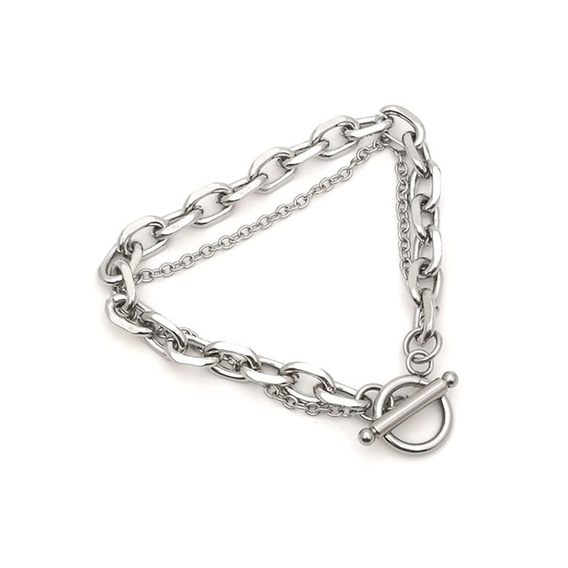Women's & Men's Batch Angle O-shaped Stitching Titanium Steel Bracelet