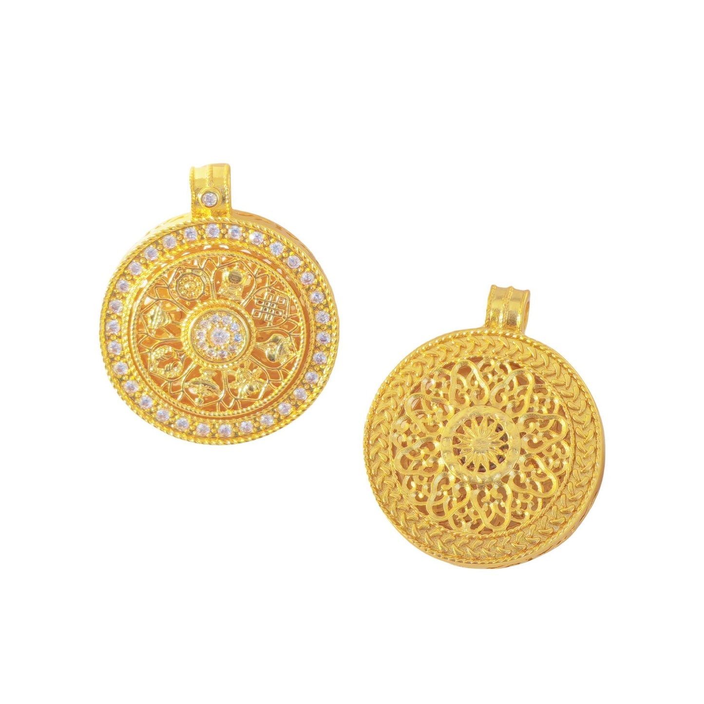 Alluvial Gold Rotating Compass Hollow Sweater Pendants