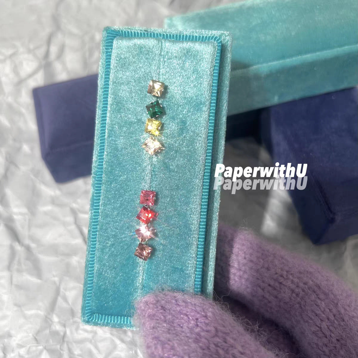Any Time Rich Gold Color Square Drill Screw Cochlear Ear Stud Earrings