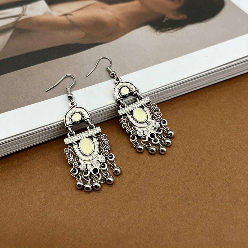 Retro Bohemian Ethnic Style Fashion Drop Oil Creative Water Long Earrings